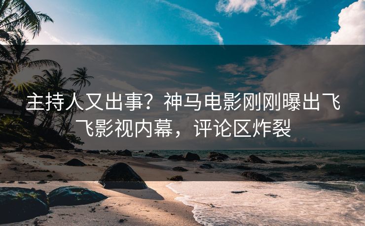 主持人又出事？神马电影刚刚曝出飞飞影视内幕，评论区炸裂