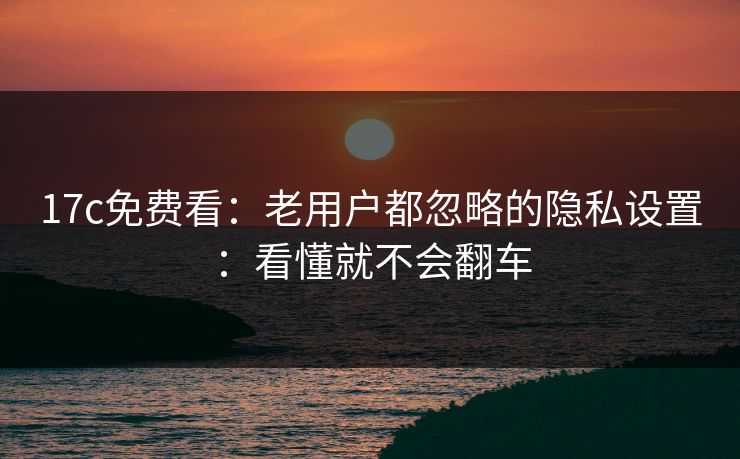 17c免费看：老用户都忽略的隐私设置：看懂就不会翻车