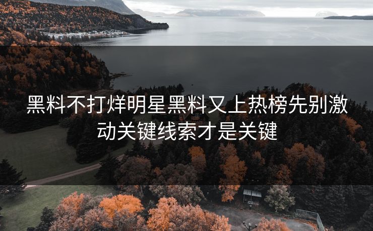 黑料不打烊明星黑料又上热榜先别激动关键线索才是关键