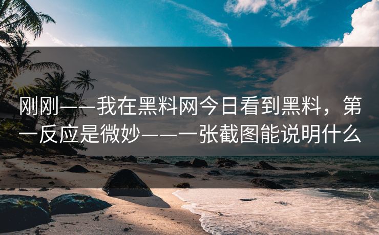 刚刚——我在黑料网今日看到黑料，第一反应是微妙——一张截图能说明什么
