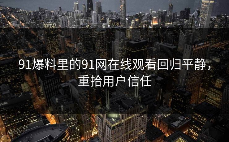 91爆料里的91网在线观看回归平静，重拾用户信任