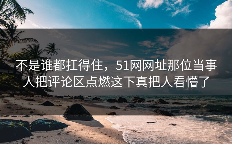 不是谁都扛得住，51网网址那位当事人把评论区点燃这下真把人看懵了